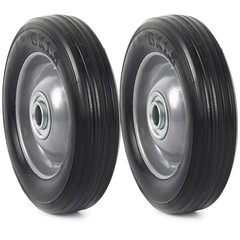 (2-Pack) AR-PRO 6” x 1.5” Flat Free Solid Rubber Wheel 5/8″, Metallic, Black