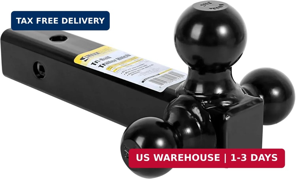 MaxxHaul 70270 Trailer Hitch Hollow Shaft Triple Ball Mount – Black