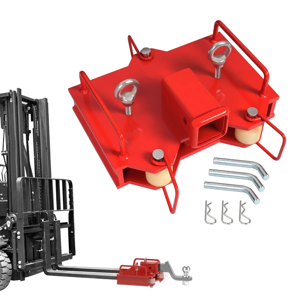 2” Forklift Trailer Hitch Receiver Dual Pallet Forks Towing Adapter Attachment