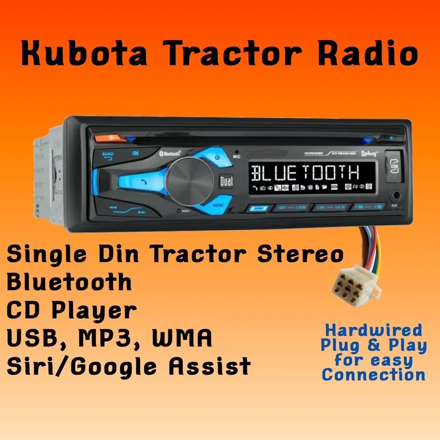 Direct Plug & Play Kubota M100GX, M110GX Tractor Radio AM FM CD Bluetooth
