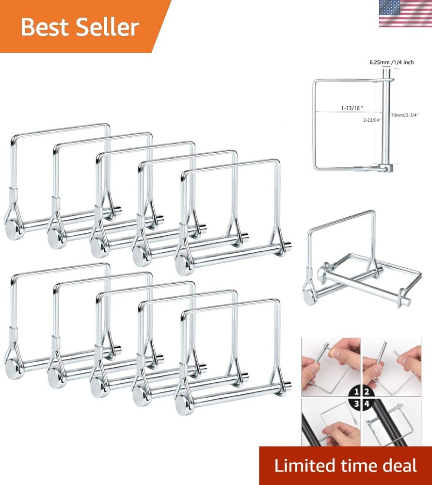 10 Count 1/4″ Locking Hitch Pins – Rust-Resistant Trailer Accessories