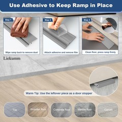 LIEKUMM 3/8″ Rise Odorless Threshold Ramp for 0.4″Hx2″Wx36″L(Grey), Gray