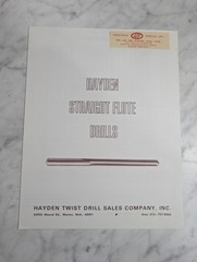 HAYDEN STRAIGHT FLUTE DRILLS SALES BROCHURE CATALOG LITERATURE