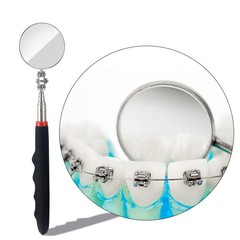 KABUDA 4PCS Telescoping Inspection Mirror LED Lighted Black, Silver
