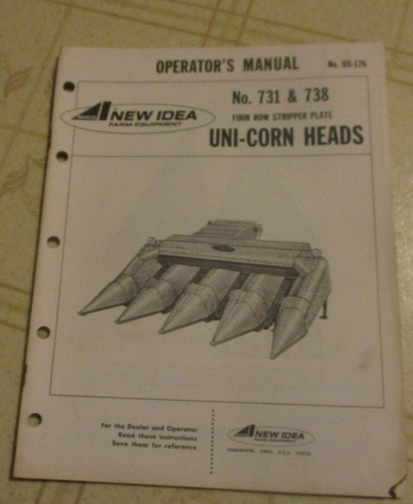 New Idea 731 738 Uni-corn Heads Operators Manual Original!