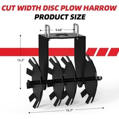 32″ Heavy-Duty Cut Width Disc Disk Plow Harrow for ATVs /UTVs Adjustable Depth