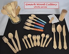 Gmark 3.5″ Wooden French Fry Forks 200 ct, Two 200 Count (Pack of 1), Green