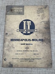 I&T Shop Service Manual For Minneapolis Moline UB, UTS,, 5 Star, M5, GVI