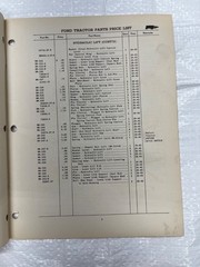 Ford Tractor with Ferguson System Parts Price List Form 9-3039 1942