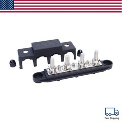 New Red & Black 5/16″ 4 Stud Power Distribution Block -BUSBAR- With Cover