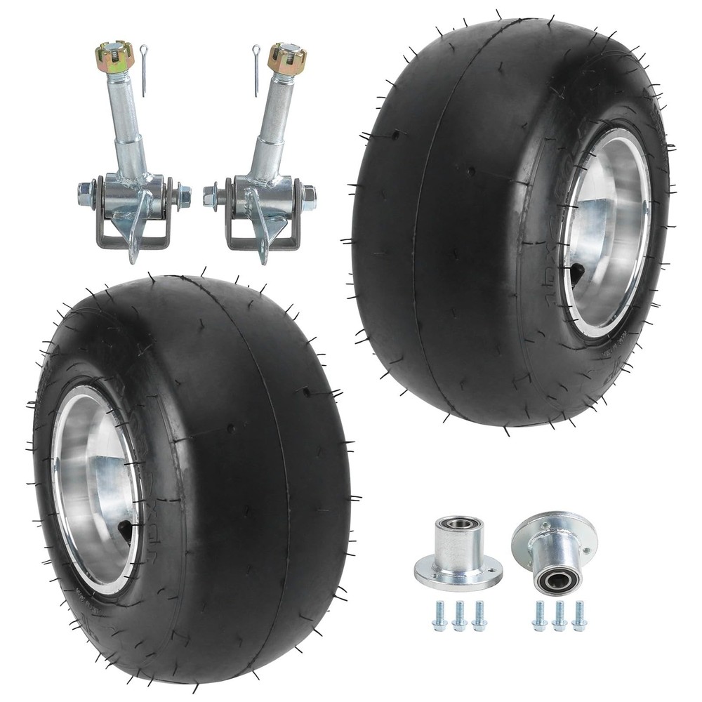 2pcs 5″ Go Kart Wheels & Tires 10×4.50-5 3 Bolt 50mm 17mm Knuckle 3 Stud Hub