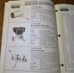 1988 Cub Cadet Riders Lawn & Garden Tractors Attachment Guide 1572 1204 882 1720