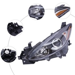 Halogen Headlight Assembly 2014-2016 Mazda 3 Sport Hatchback Sedan Left Driver