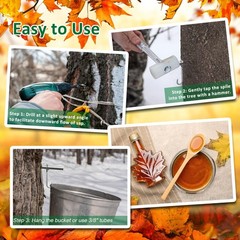ARGCONNER Stainless Steel Maple Syrup Taps Kit, Spiles for Tapping Silver