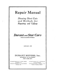 Durant Star Car C CC F M M-2 M-4 Automobile Service Repair Manual