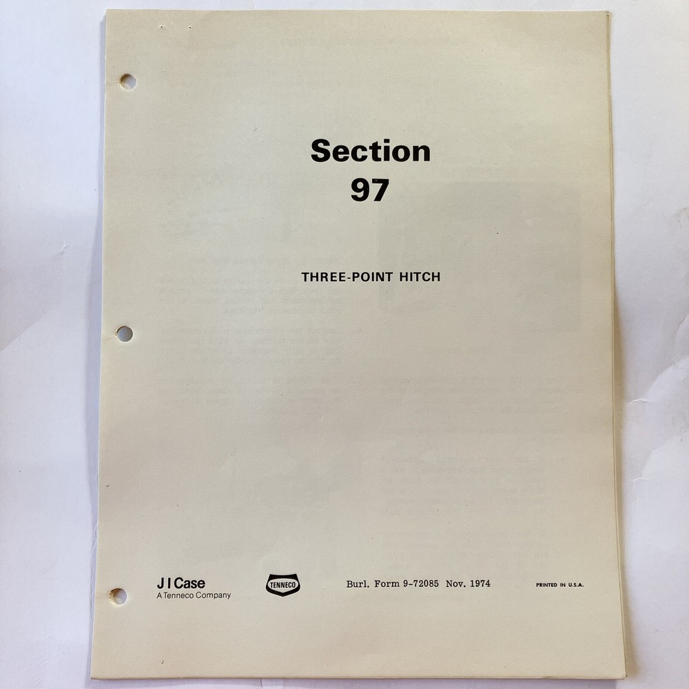 JI Case Three Point Hitch Manual 1974 Vintage Original OEM