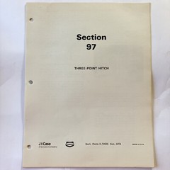 JI Case Three Point Hitch Manual 1974 Vintage Original OEM