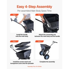 Uimoso Walk-Behind Fertilizer Spreader 100LB,Adjustable 0-9.8ft Spread Width