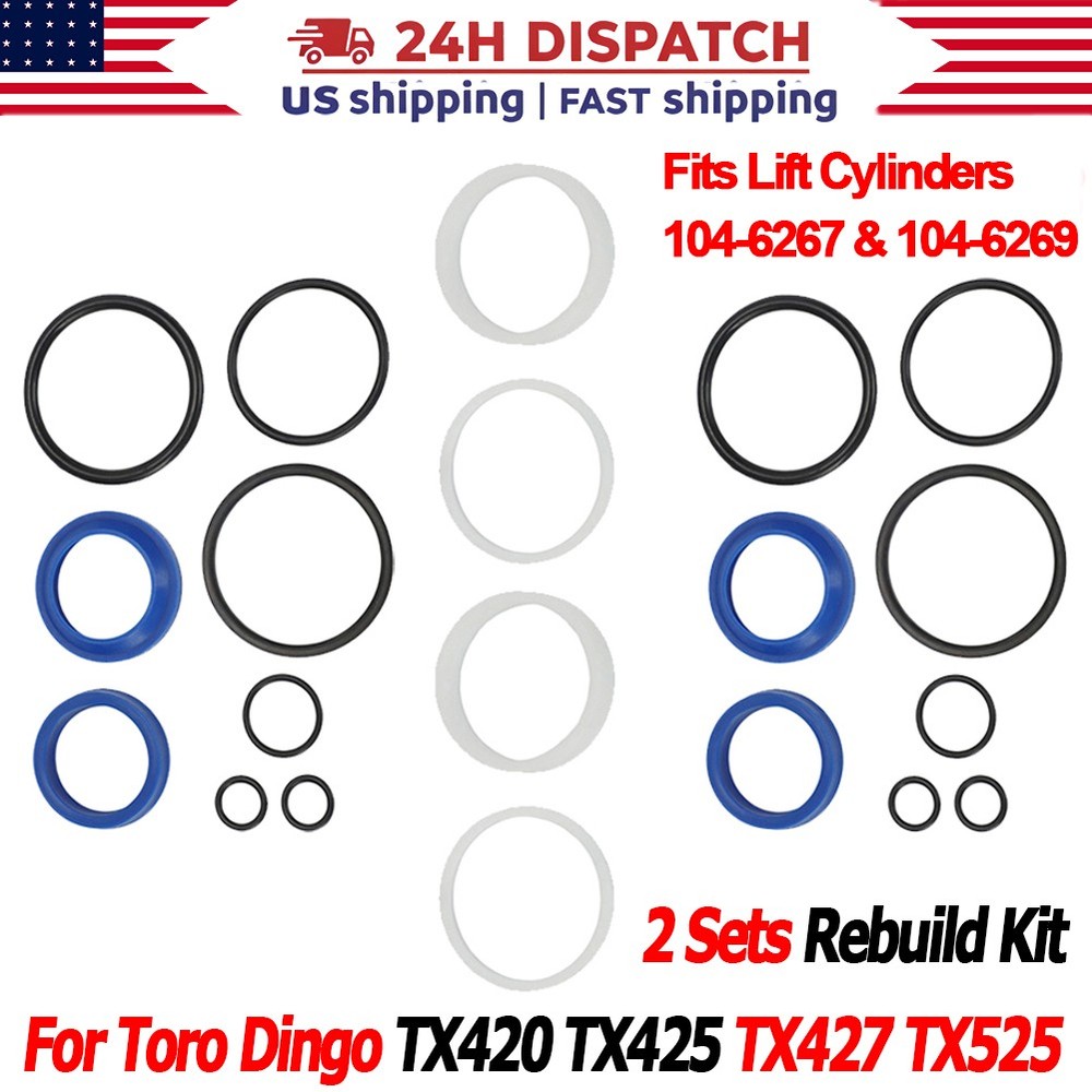 2 Sets For Toro Dingo TX420 TX425 104-6267 / 104-6269 Lift Cylinder Rebuild Kit