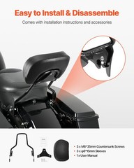 Detachable Motorcycle Passenger Backrest, Compatible with Harley-Davidson Tourin