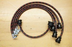 IH Farmall Cub Tractor Black & Red Cloth Covered Copper Core Spark Plug Wire Set