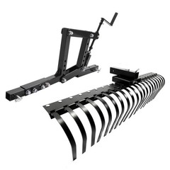 60″ 1 Point Hitch Adjustable Lift Landscape Rake For ATV UTV Gravel Lawn Tractor