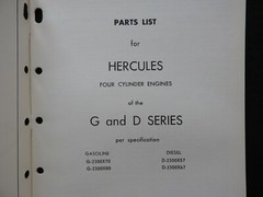 HERCULES G & D SERIES 4-CYLINDER ENGINE HYDRA-POWER MULLINVILLE KS PARTS MANUAL