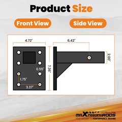 Adjustable Pintle Hitch Bracket 3 Position for 2″ Receiver Black 20000 lbs
