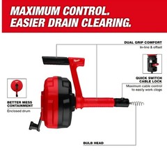 Milwaukee 48-22-5760 25′ Dual Grip Hand Auger w/ Quick Switch Cable Lock