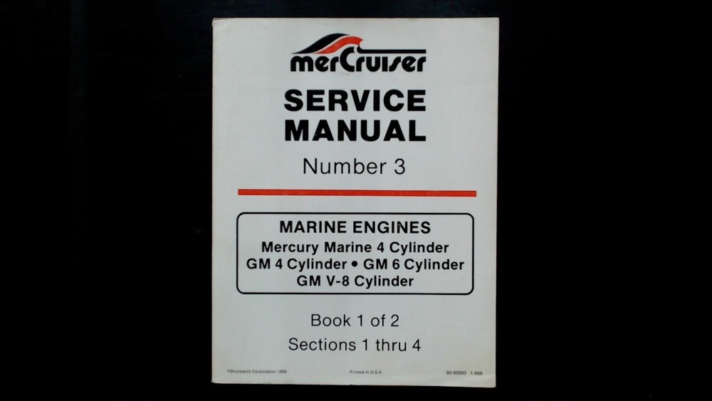 MerCruiser Service Manual Number 3 90-96683 1988 Marine Engine Repair Book 1
