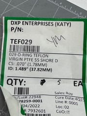 DXP Enterprises O-Ring Teflon PTFE 029 ID1.489″ CS.070″ 55 Shore D White-5PK