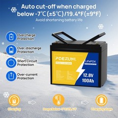 12V 100Ah LiFePO4 Lithium Battery Built-in BMS Cycle Deep for Solar RV Off-grid