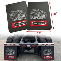 Left & Right Black Semi Truck Splash Guard Mud Flaps 24×30″ 1/5″ PE