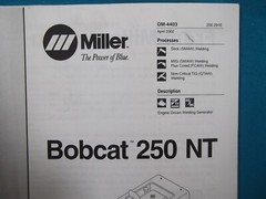 BOBCAT 250-NT WELDER GENERATOR OWNERS OPERATION & MAINTENANCE MANUAL