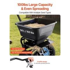 Uimoso Walk-Behind Fertilizer Spreader 100LB,Adjustable 0-9.8ft Spread Width