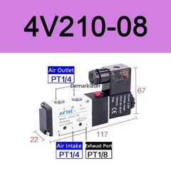 AirTAC 12V 24V 110V 220V Pneumatic Electric Solenoid Air Valve 5 Way 2 Position