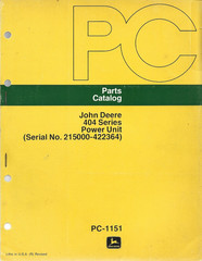 John Deere 404 Series Power Unit Parts Catalog S/N 215000 – 422364