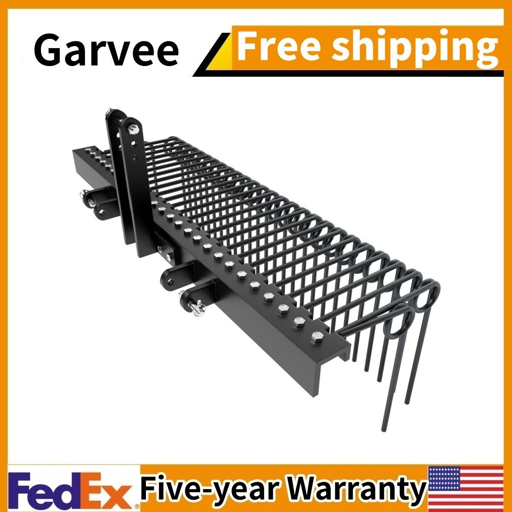 72″ Pine Straw Needle Rake 3 Point Landscape Rake Powder Coated Steel Spring