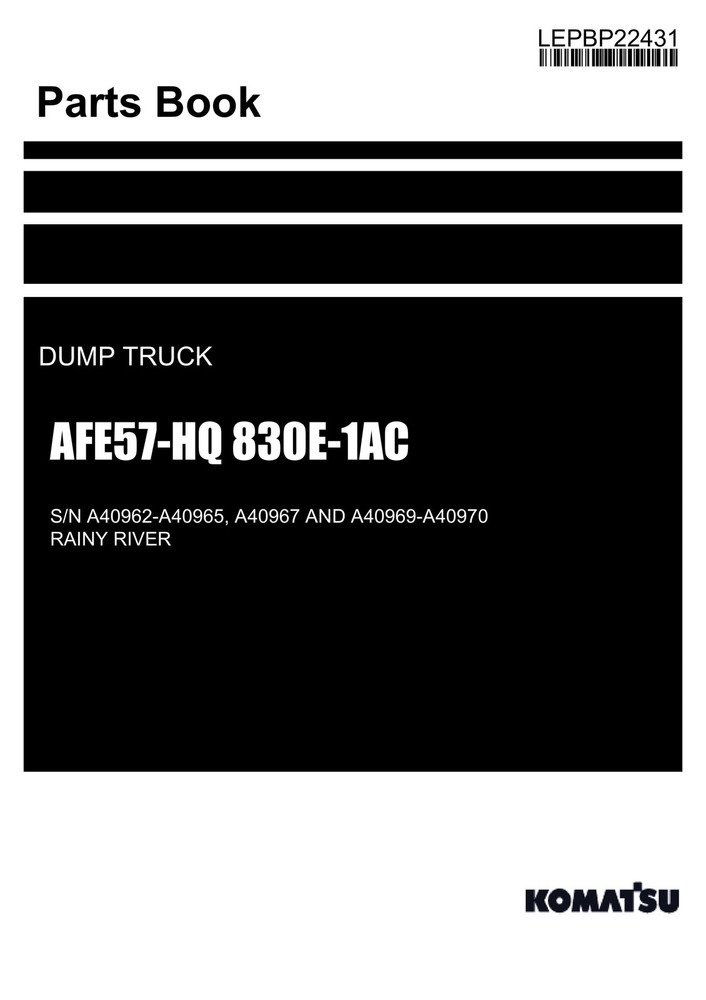 Komatsu AFE57-HQ 830E-1AC Dump Truck Parts Catalog Manual