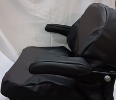 Universal Lawn Mower Seat with Adjustable Armrest in Black and Brown Vinyl.TS101