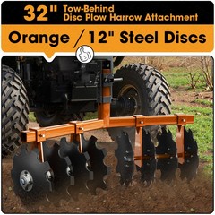32″ ATV/UTV Tow-Behind Disc Harrow Plow Heavy Duty 2″ Hitch Adjustable Height