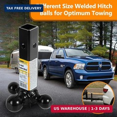 MaxxHaul 70270 Trailer Hitch Hollow Shaft Triple Ball Mount – Black