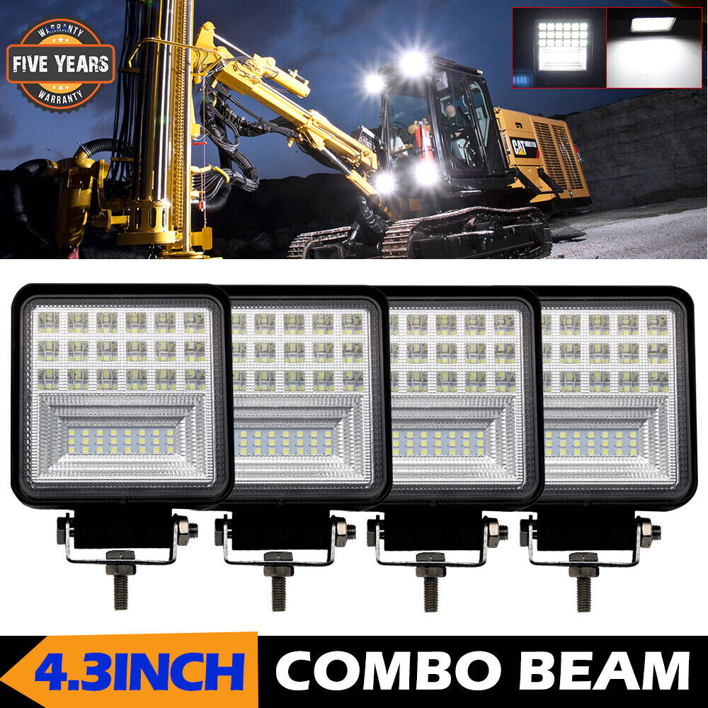 4PCS LED Work Lights for Caterpillar Skid Steers Excavator Forklift Loader Grane