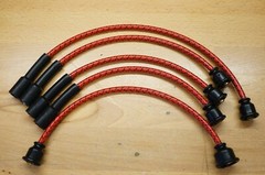 International 140 Tractor Red & Black Cloth Cover Copper Spark Plug Wires Set IH