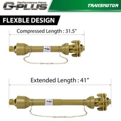 For PTO Shaft PTO Drive Shaft 1-3/8″x6 Spline w/Slip Clutch T4 31.5-41″ Yellow