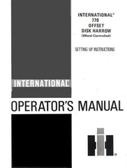 INTERNATIONAL 770 Offset Disk Harrow Operators Manual