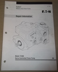 EATON 72400 SERVO CONTROLLED PISTON PUMP REPAIR SERVICE MANUAL & PARTS BOOK