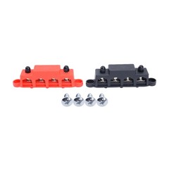 Red & Black 5/16″ 4 Stud Power Distribution Block -BUSBAR- With Cover