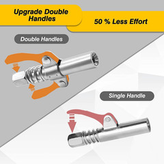 (2 Pack) Double Handle Lock Plier Oil Nozzle High Pressure Grease Gun Coupler+A