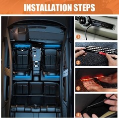 RGB Neon LED Strip Light, 24 LEDs 12V Under Dash Ambient Atmos Color: Ice Blue